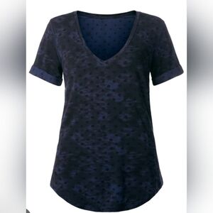 lululemon athletica Dark Blue Patterned V-Neck Tee